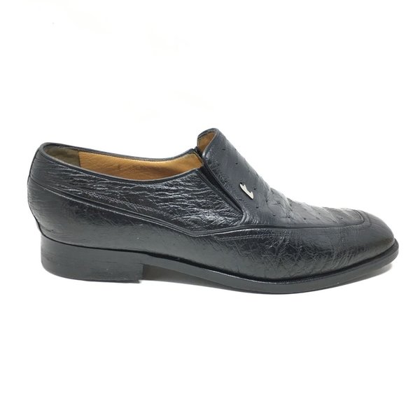 A.Testoni Loafers Shoe Sz 9 UK/10 US Black Ostrich main image 5